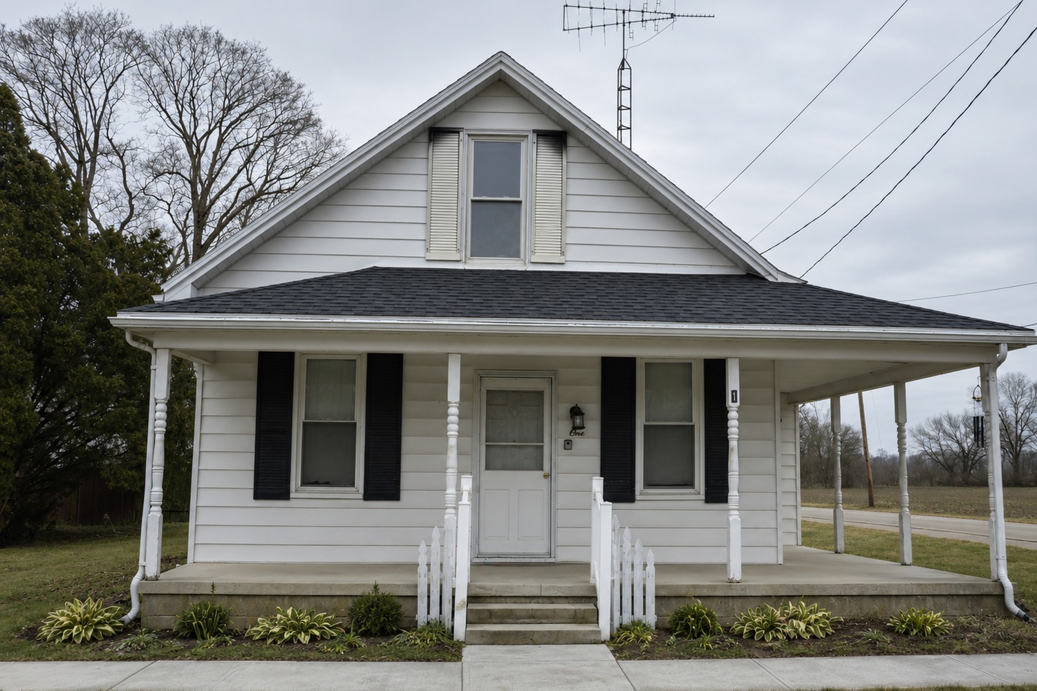 Simple rural home with a porch